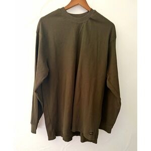 Stanley Men's Cotton Waffle Knit Crewneck Pullover Sweater Solid Green XL